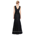 Starzz 2016 New Sleeveless V neck V Back Elegant Black Lace Long Mermaid Evening Dress ST000084-1